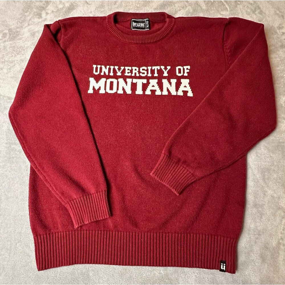 brüzer Montana Grizzlies Burgundy Crewneck Knit Sweater, Size XL
